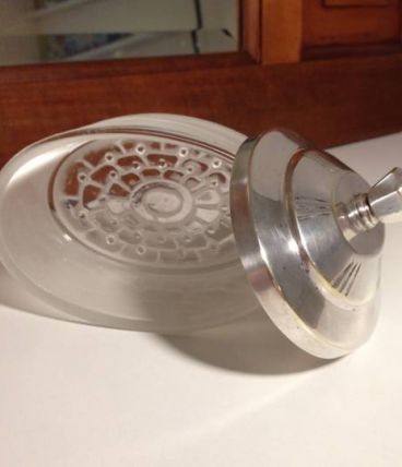 Coffret verre et métal argenté années 50