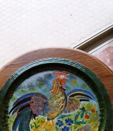très beau plat décor coq