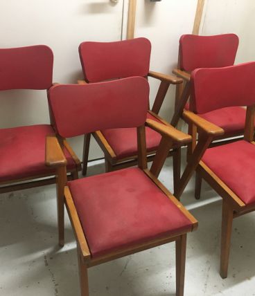 Chaises Années 60 rouge