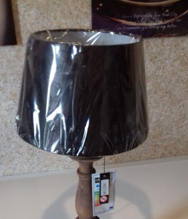 Lampe de table bois/aspect cuir 