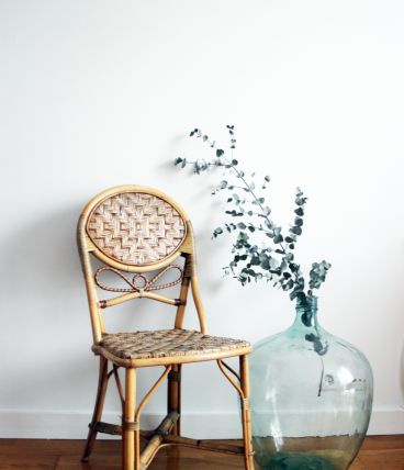 Chaise bistrot rotin années 70