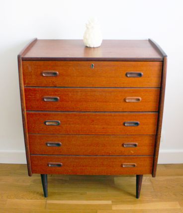 Commode vintage scandinave pieds compas 70's