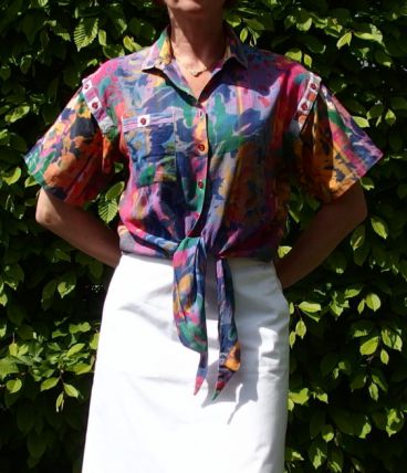 Original chemisier vintage T34-36 René Derhy à nouer