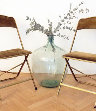 Paire de chaises vintage pliables metal doré 70's