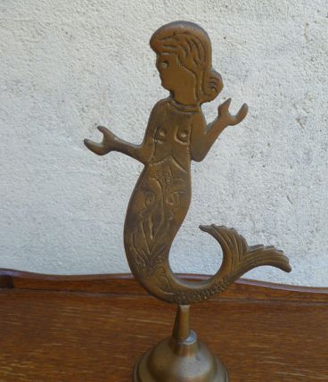 Ancien Coupe Papier Sirene en Laiton, vintage1940-1960