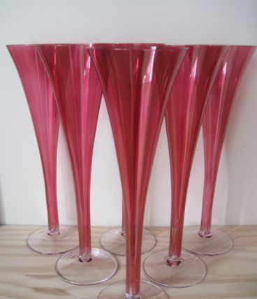 6 coupes à champagne rouges