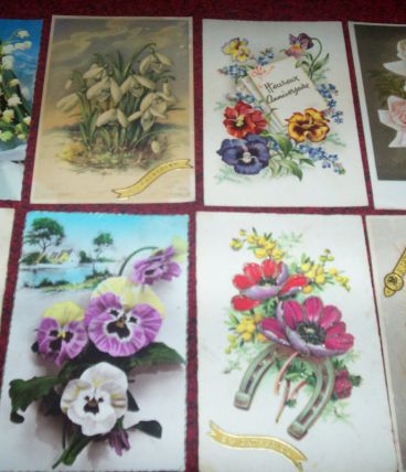 lot 8 cartes postales anciennes de fleurs 