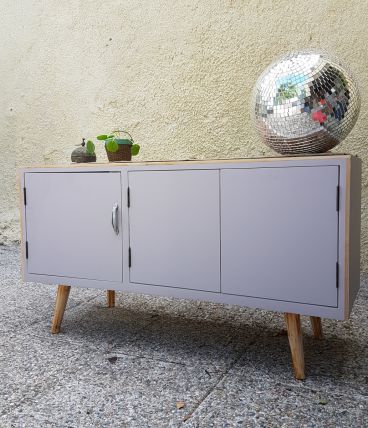 Commode enfilade meuble télé rose poudré bois vintage