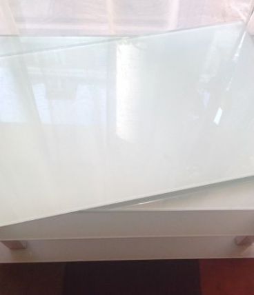 Table basse TV + plateau tournant en verre 