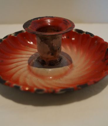 Bougeoir émaillé rouge