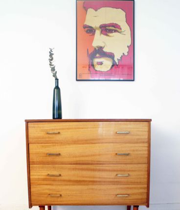 Commode vintage scandinave pieds compas 60's camel - Livraison OFFERTE