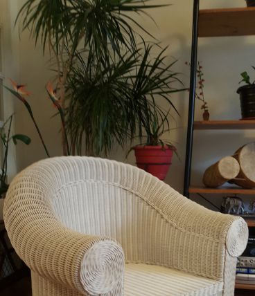 Fauteuil en rotin blanc