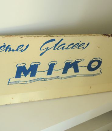 Plaque publicitaire pour les Crèmes Glacées MIKO, années 50's
