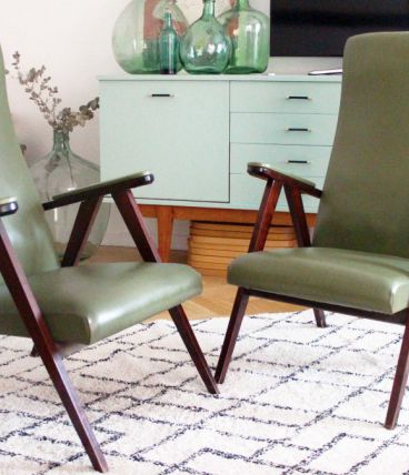 Paire de fauteuils scandinave vintage 1950's