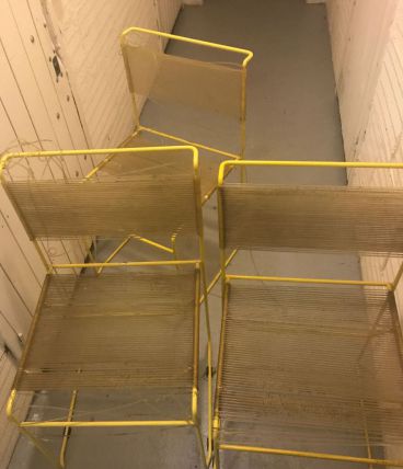 3 chaises Flyline "Spaghetti" années 70 