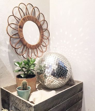 Miroir rotin vintage 