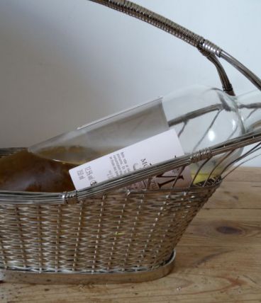 SERVITEUR CORBEILLE à vin en métal argenté tressé