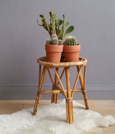 Tabouret rotin vintage Actives