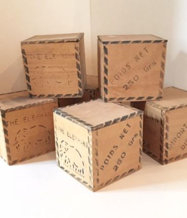 Ensemble de six boites à thé ÉLéphant vintage