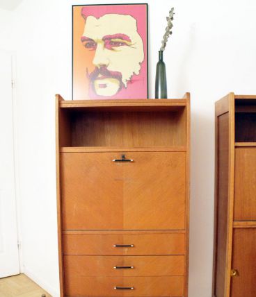 Secrétaire bureau vintage  scandinave 3 tiroirs 50's