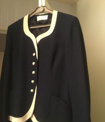 Tailleur bleu marine et blanc vintage