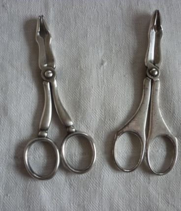 2 pinces a sucre forme ciseaux en metal argenté