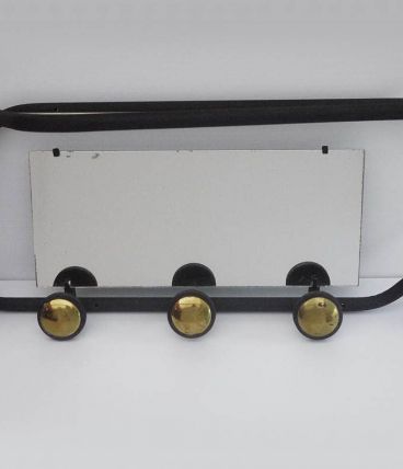 Porte-manteaux Mural noir et or avec 6 patères et son miroir