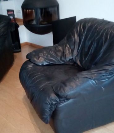2 Fauteuils cuir noir