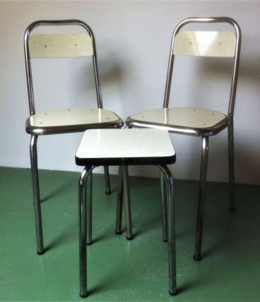 Ensemble chaises et tabourets formica vintage 