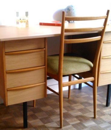 Bureau vintage bois formica style guariche