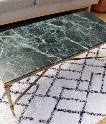 Table basse en marbre vert des Alpes des annèes 50/60