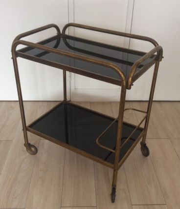 Table roulante métal et plastique vitrifiée