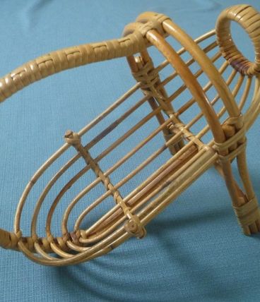 porte bouteille,corbeille en osier, rotin,vintage