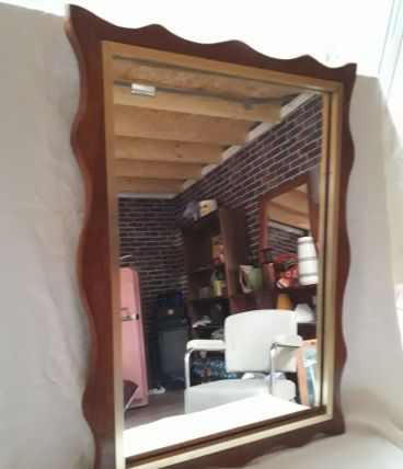 cadre bois miroir vintage art deco