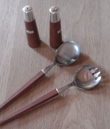 Couverts à salade bois et métal