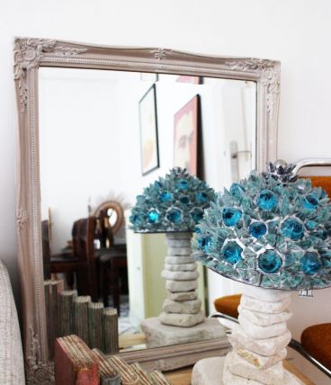 Miroir ancien gris de Naples années 50