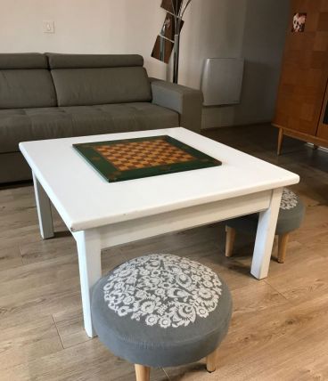 Table basse blanche en chêne massif