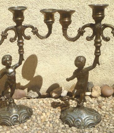 paire de chandelliers Cherubin anciens vintages