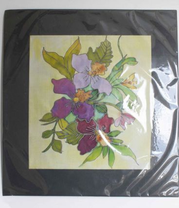 tableau peinture sur soie fleurs