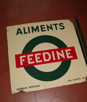 ancienne plaque publicitaire aliments  FEEDINE