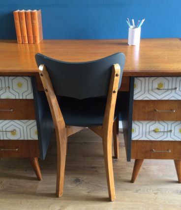 Bureau vintage année 50 avec chaise 