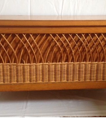 Coffre à jouets rotin 1960