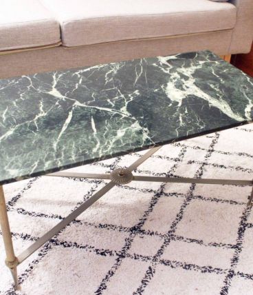 Table basse en marbre vert des Alpes des annèes 50/60