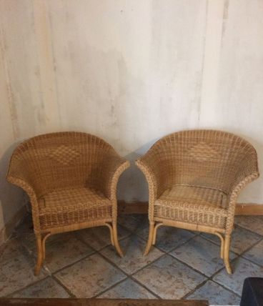Paires de fauteuils en rotin