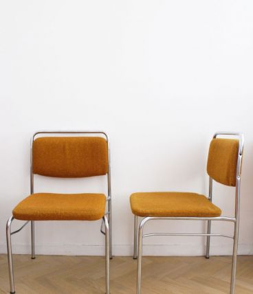 Paire de chaises vintage orange années 70