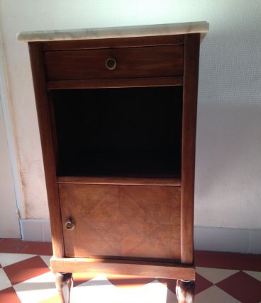 Table chevet bois/marbre