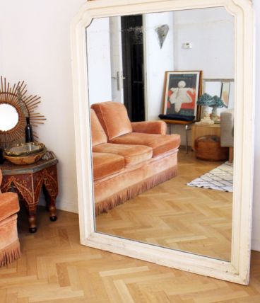 Très grand miroir vintage années 60 patiné 1M60