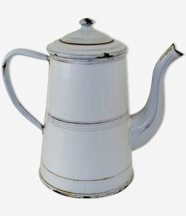 Cafetiere tole émaillée rose et or