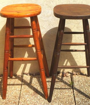 lot de 2 tabourets de bar en bois