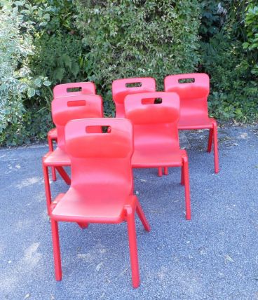 série de 6 chaises rouges